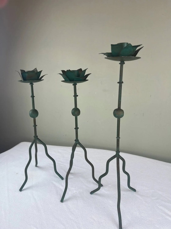 Trio di portacandele scultorei – Metal, Vintage (photo 11 of 12)