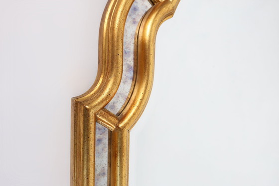 Image 1 of Französischer vergoldeter Spiegel im Louis-Philipp-Stil mit geräuchertem Spiegelglas verziert