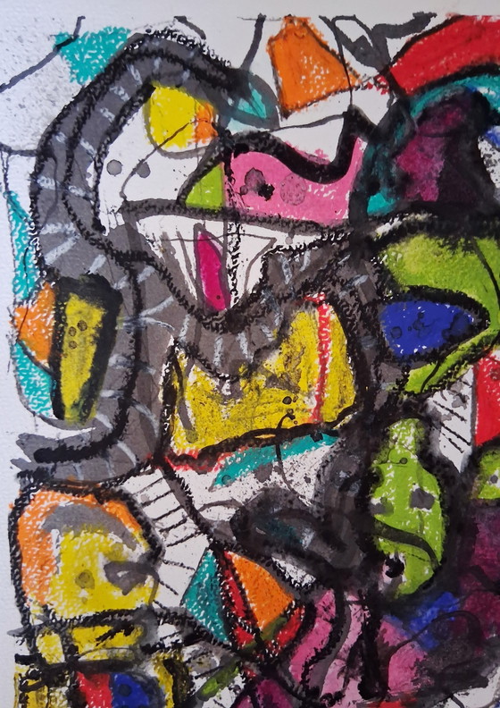 Image 1 of I'm lazy today, why is it 40 degrees? Mixed media, ink with oil pastel. Street art.