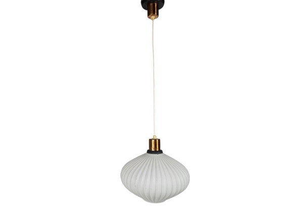 Image 1 of Vintage UFO lamp - opaline - copper - Scandinavian - 1970s