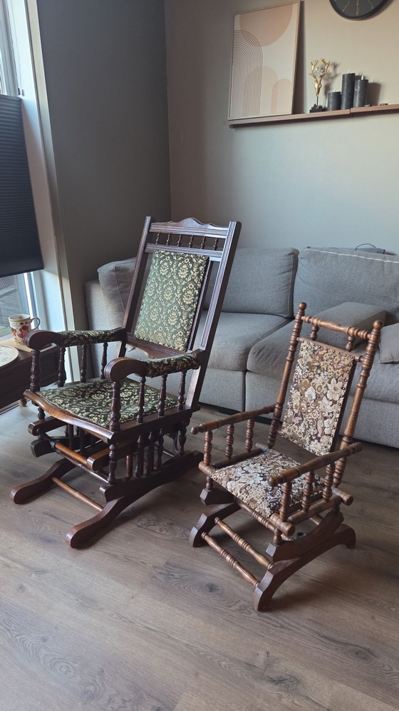 Rocking chair ancien pour enfant – Coton, Laiton (photo 2 of 8)