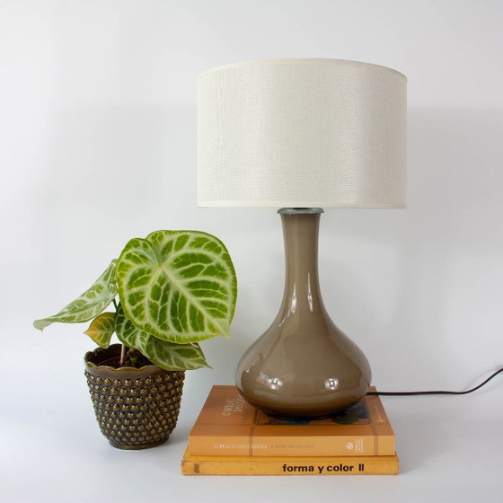 Vintage 1960s Portuguese Grey Opaline Glass Table Lamp (photo 13 of 14)