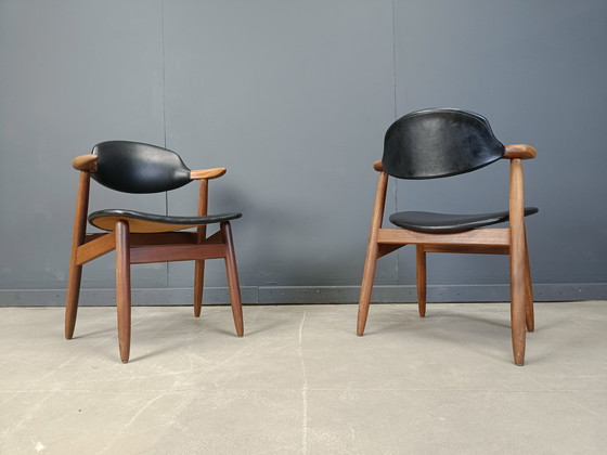 Image 1 of Vintage Cowhorn Dining Chairs by Tijsseling Meubelfabriek, Hulmefa, 1960s, Set of 4