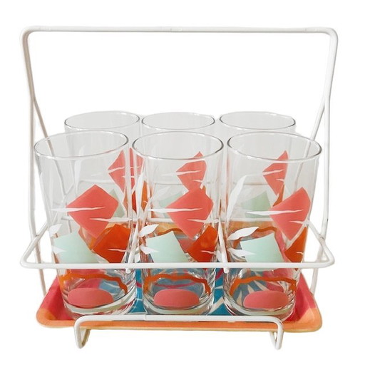 Vintage Mid-century retro limonade glazen rekje 1960's