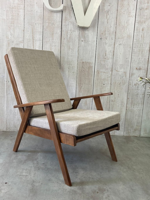 Vintage-Sessel – fauteuils, Textile, Wood