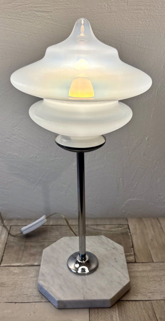 Paire de lampes Space Age - Design - Vintage - Murano - Années 70, Verre, Métal, Blanc, Modern (photo 7 sur 12)