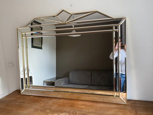 Specchio Deknudt con vetro parcheggiato. 1970. Stile Hollywood Regency. 142x110.