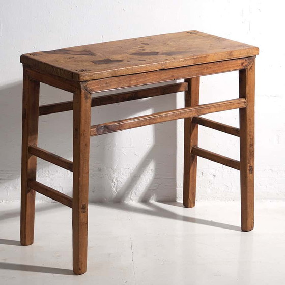 Antieke console tafel voor hal (ca. 1920), Hout, Bruin, Vintage (foto 12 van 19)
