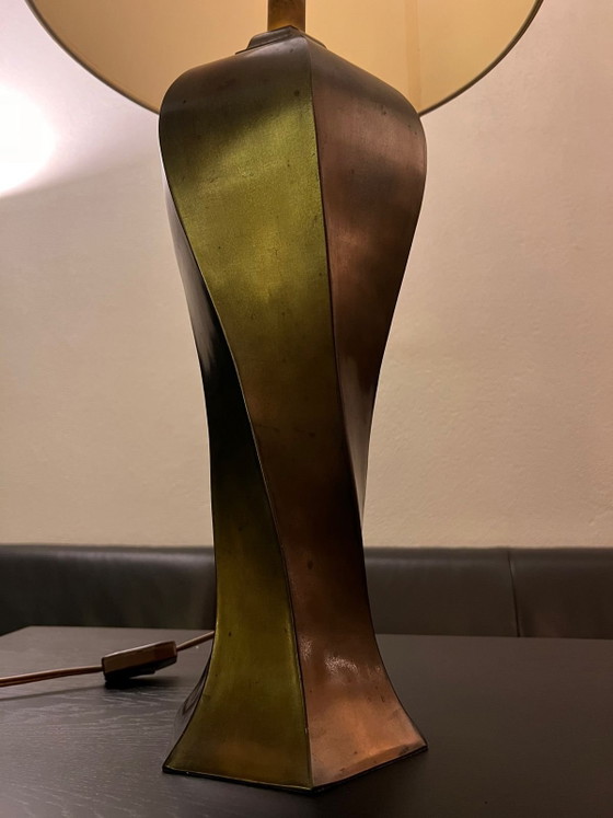 Image 1 of Sculptural mid-century Kullmann table lamp (c. 1965–1975) — sand-cast, large size, beautiful patina