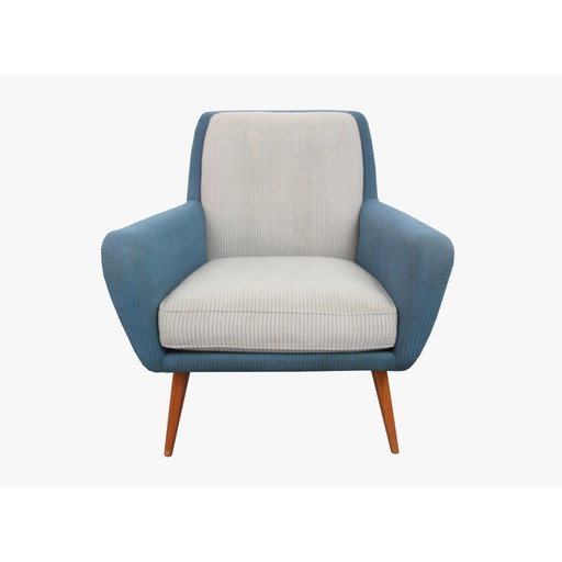 Fauteuil du milieu du siècle en tissu et merisier - années 1950