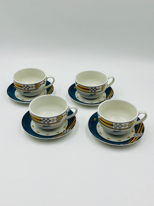 Set of 4 Royal Mosa Ravenna designer mugs – servies, Ceramic