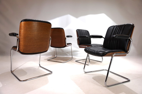 Image 1 of Martin Stoll Set Of 4 Leather Dining/Conference Chairs By Prof. Karl Dittert