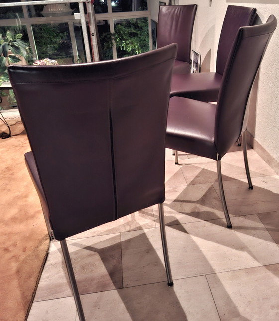 4 Bert Plantagie dining chairs – Leather, Metal (photo 6 of 6)