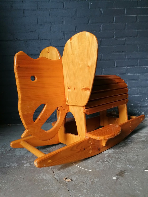 Image 1 of Scandinavische Schommelende Olifant Houten Vintage Kinderspeelgoed