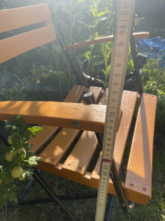 Image 1 of 4x Vintage Folding Chair + Table GDR Seating Set Germany Rare