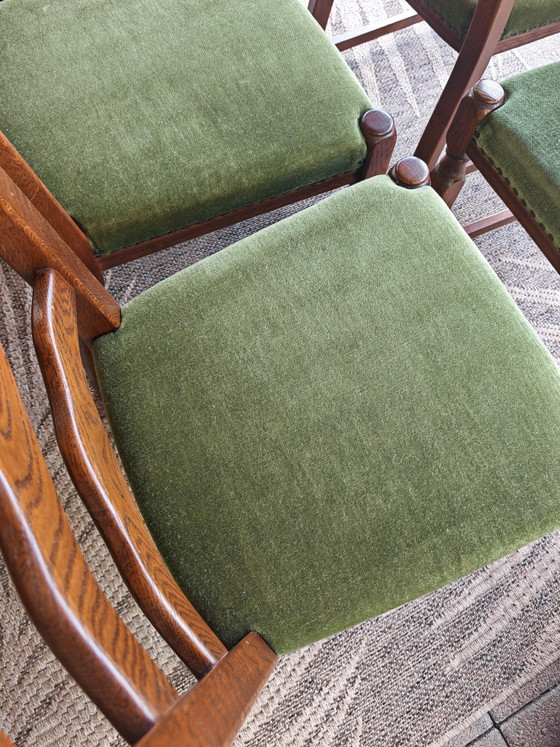Lübke 4-piece set of chairs, velvet, green, wood – Dining chairs (photo 6 of 6)