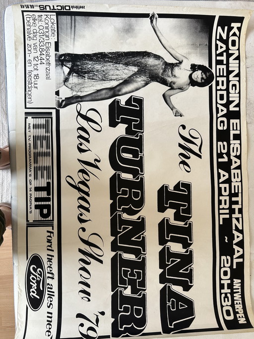 Original Tina Turner concert poster - Antwerp, Queen Elisabeth Hall - April 21, 1979