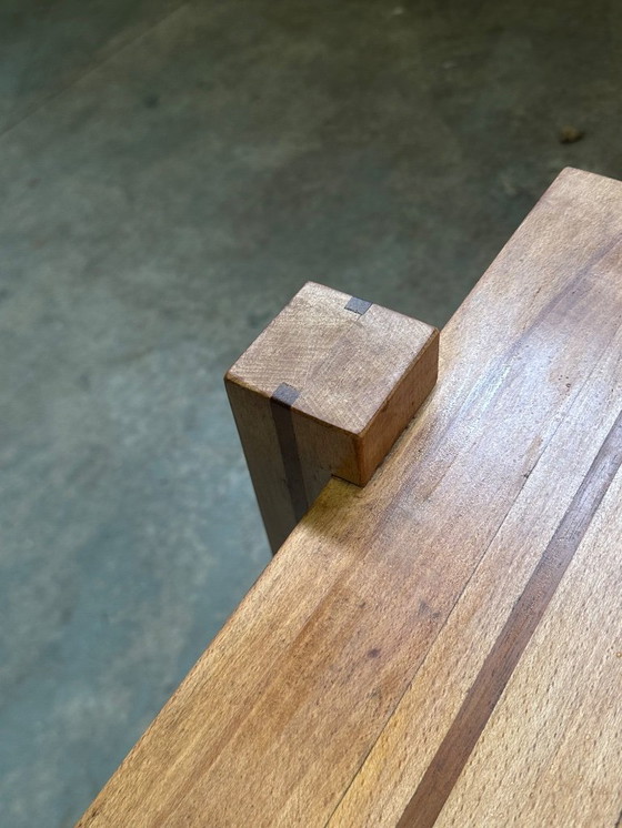 Image 1 of Reconstructie mahoniehouten foyertafel Frankrijk jaren 1960 stijl Jean Prouvé