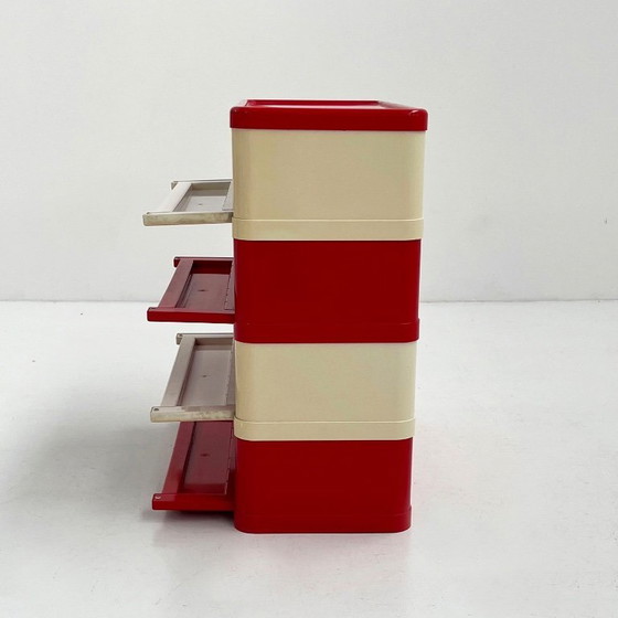 Image 1 of Cómoda roja y blanca Modelo 4964 de Olaf Von Bohr para Kartell, 1970s