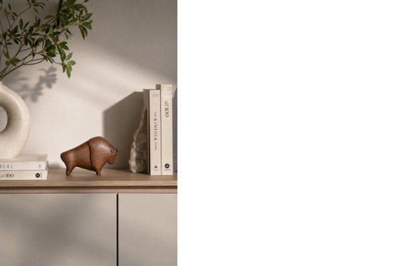 Image 1 of Vintage Danish Dark Teak Wood Bison Figurine, 1960s