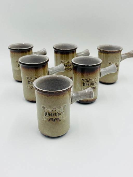 Lot de 6 gobelets Pharisäer en grès vernissé