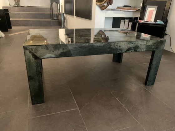 Vintage Aldo Tura Forest Green Goatskin Parchment Coffee Table – 1960s/70s – Other (photo 4 of 6)