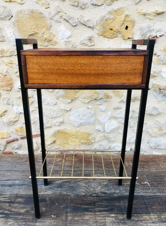 Image 1 of Vintage Side Table With Magazine Rack 1960’S