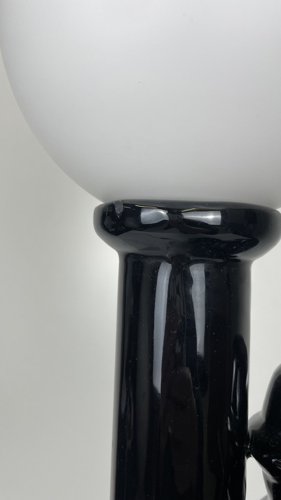 Image 1 of Vintage Eighties Black Ceramic Ball Lamp