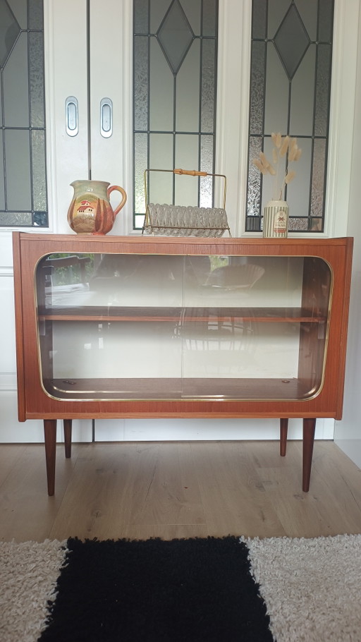 Vintage mid-century vitrinekastje / drankkastje in teak