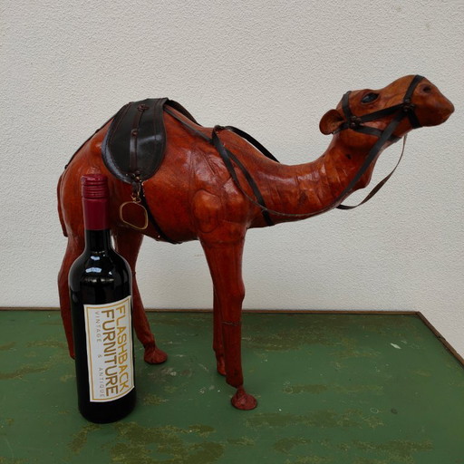 Vintage handmade leather Drommedaris statue