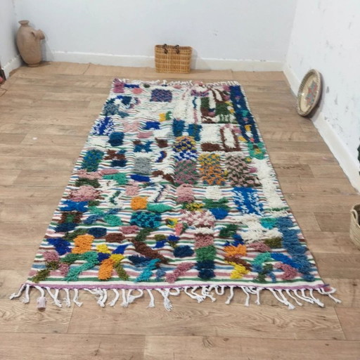 Berber Psychedelisch Tapijt Natuurlijke Wol – Handgemaakt Ambachtelijk Stuk (257 × 144 cm)
