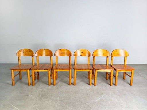 Set van 6 Rainer Daumiller stoelen Midcentury stoel grenen vintage