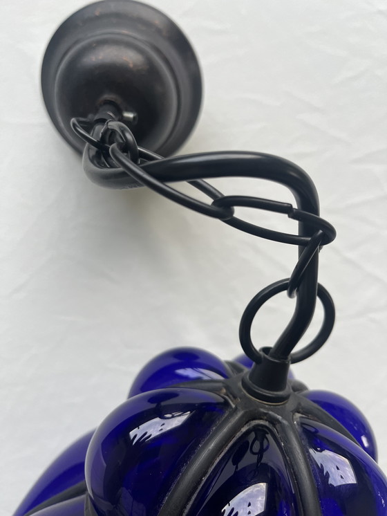 Image 1 of Lampada vetro soffiato blu Murano 