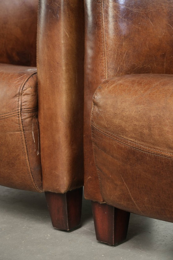 2x Poltrone Aviator Design Vintage in Pelle Bovina Caratteristica con Grana in un Bel Colore Cognac (photo 14 of 14)