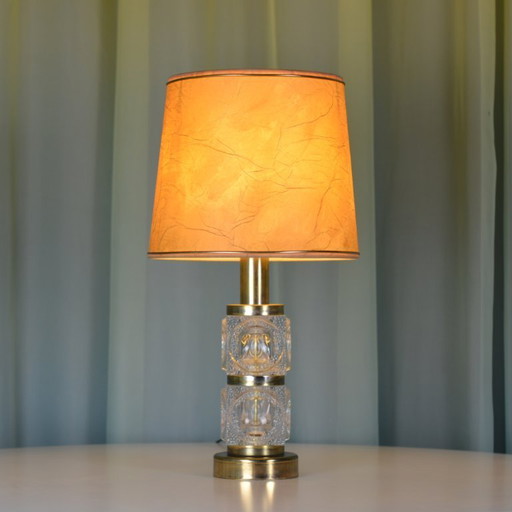 Mid century glass/brass table light
