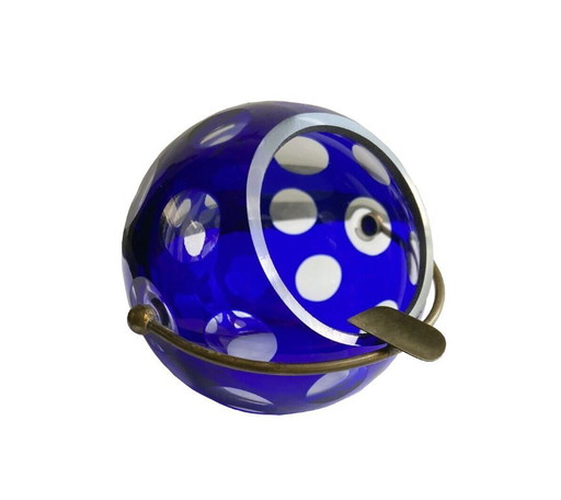 Vintage ashtray - Cristal Ball Blue - Marita Voigt - Harzkristall - Space Age - 1970