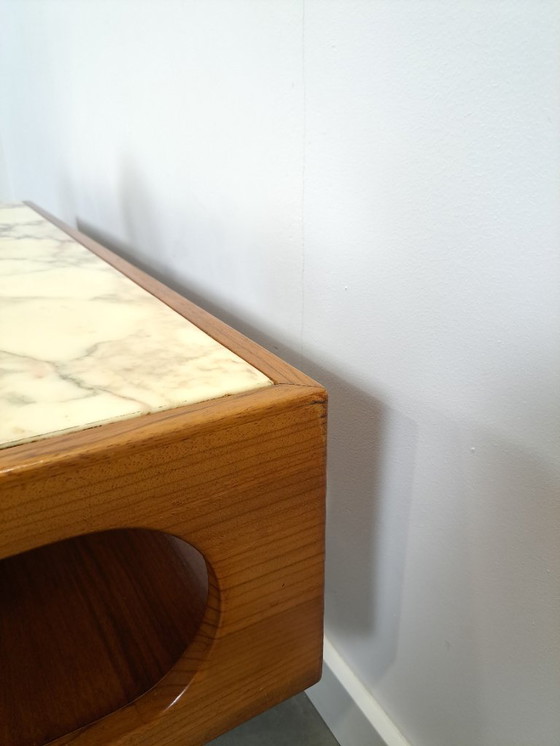 Image 1 of Mesa de centro de teca con gran tapa de mármol