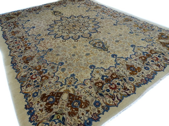 Image 1 of Exklusiver, halb antiker XXL-Keshan-Teppich – 428 x 318 cm – handgeknüpfter Perserteppich