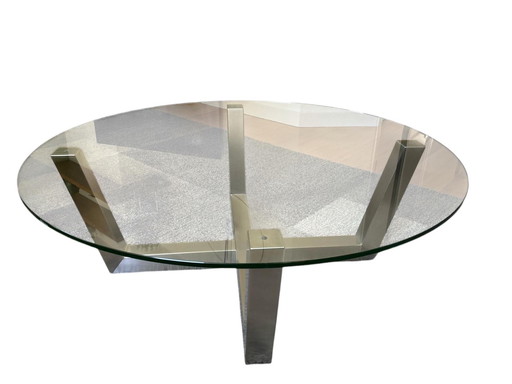 Aluminum coffee table with glass top