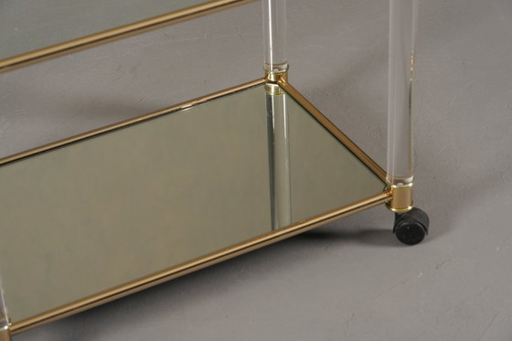 Image 1 of Vintage Brass And Lucite Serving Trolley, France 1960’s