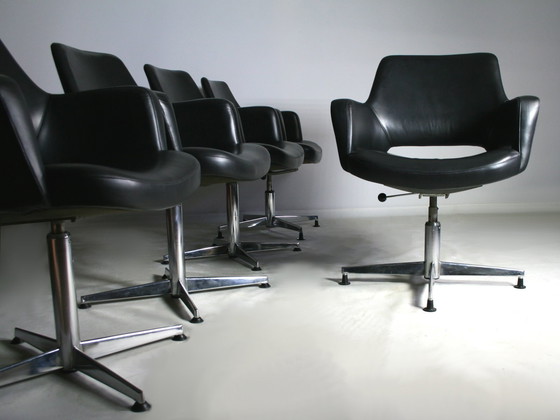 Image 1 of Original Wilde & Spieth cuir fauteuil pivotant Egon Eiermann chaise de bureau
