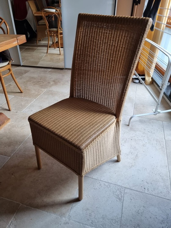 Image 1 of Table de monastère + 6 chaises en osier