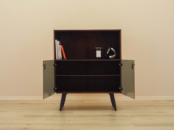 Danish Display Cabinet in Contrasting Veneer with Glass Doors and Black Tapered Legs, 1970s – Bookcases, Wood (photo 3 of 12)