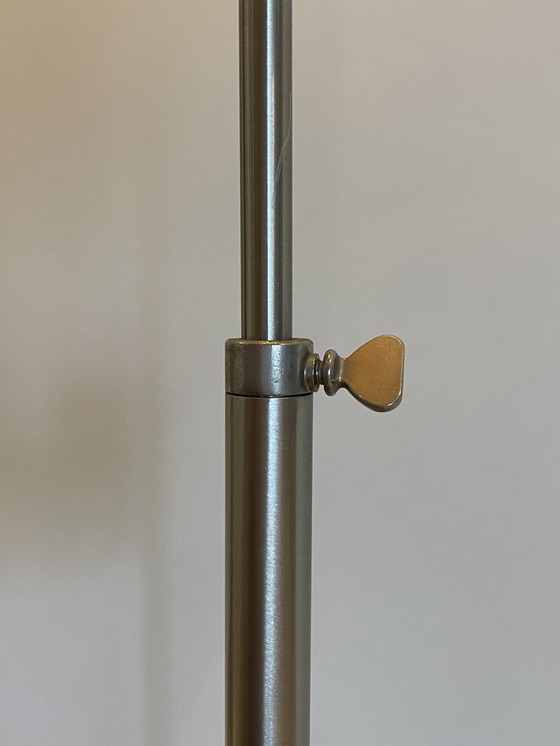 Einzigartige, skulpturale Stehlampe mit handgeschmiedetem Stahlfuß – Stehleuchten, Metal, Textile (photo 6 of 6)