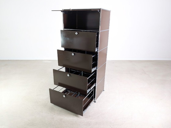 Image 1 of Mobiletto portadocumenti USM Haller originale 1x5 marrone vintage