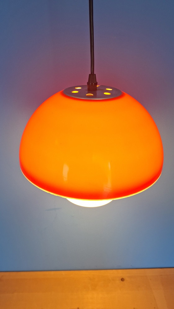 Image 1 of Orange vintage space age massive mushroom pendant lamp