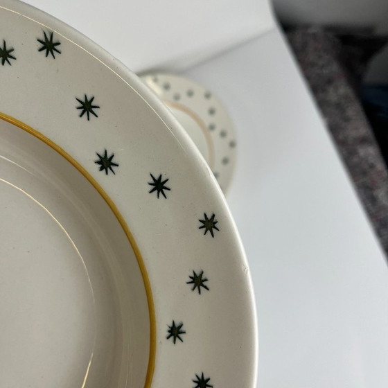 Image 1 of Set van 6 GIEN soepborden, Primefleur creatie, model "Constellation", 1950