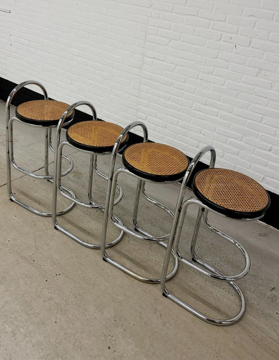 4 Vintage Italy Chrome Barstools – Barkrukken, Metal (photo 15 of 21)