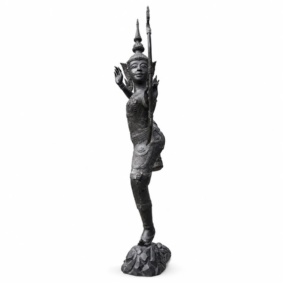 Monumentaal Bronzen Phra Ram (Rama) Boogschutter – Thailand – 168 × 110 cm – Beeldhouwkunst (photo 10 of 11)