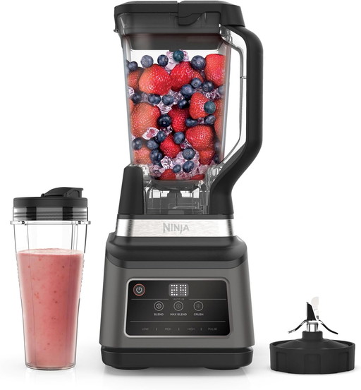 Ninja 2-en-1 Blender avec 3 programmes automatiques, mixeur avec 4 réglages manuels, bol de 2,1 L et tasse de 700 ml, 1200 W, pi